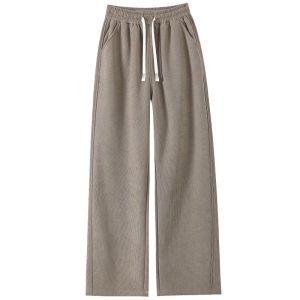 LANGPIN | Loose High Waist Fleece Lined Casual Pants Womens Straight Leg Warm Mom Wide Leg Pants Autumn Winter Street Style Sporty Casual