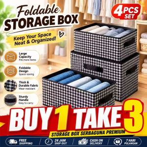 【BUY 1 TAKE 3】 Foldable Clothes Storage Box Foldable Closet Washable Wardrobe Organizers Linen Storage Box High Capacity Washable Clothing Storage Boxes for Closet Large Foldable Clothes Storage Box Fabric Wardrobe Drawer Organizer for Shirts & Garments