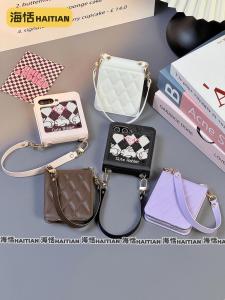 Fashionable Diamond Patterned Flip Screen Phone Case for ZFlip6/5/4 Novaflip New Xiaomi Mixflip2 Protective Cover Honor Magicvflip