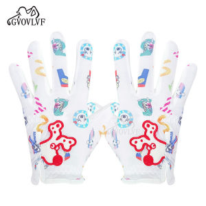 GVOVLVF | 1 Pair Golf Gloves Junior Kids Youth Toddler Boys Girls Left Hand Right Hand Dura Feel White Blue Red Golf Glove Gift Black Dog