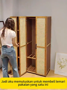 E-TIFE Lemari Pakaian Kayu Lemari Baby Lemari Pakaian Minimalis Lemari Baju Gantung Akrilik Tertutup 120CM/90CM