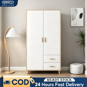 GOLD Solid Wood Wardrobe 2 Door Wood Cabinet Multipurpose Wardrobe Almari baju 2 pintu 实木衣柜