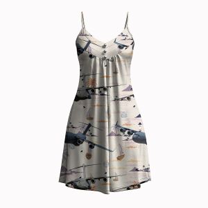 Jumeast không quân Hoa Kỳ Boeing C 17 globemaster III mô hình nút thời trang nữ Đầm dây sa mạc 3D in bãi biển váy thanh lịch người Hawaii nhiệt đới quần áo giản dị