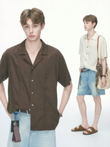 Áo Sơ Mi Cổ Cubano Pha Linen Dành Cho Nam