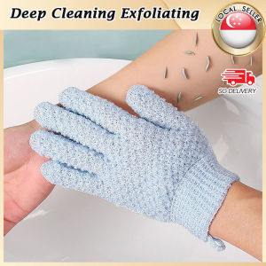 🇸🇬【SG stock】Bath Gloves Removing Body Scrub Shower Dead SKin Cell Massage Scrubbing Skin Surface Exfoliation 5 Fingers Shower Bath Scrub Gloves /Bath Peeling Exfoliating Glove Shower Scrub Gloves Resistance