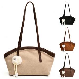 Women Suede Tote Bag Large Capacity Handbag Casual Underarm Bag Satchel Bag for Work Travel