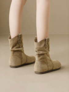 Josiny | New Summer Inner Heel Stackable Retro Brown Short Boots