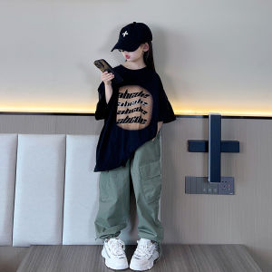 Summer Wear Lazy Hip Hop Style Children and Teens Short Sleeve T-shirt K-style Loose All-Match Letters Student Boys and Girls Tops Clothes