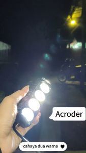 Acroder Lampu Tembak Motor Mini Laser LED 2 PCS Hi Lo 2 Warna Super Terang Aluminium