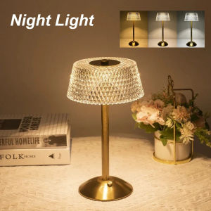 GGbingo Classic LED Cordless Table Lamp USB Rechargeable Light Coffe Touch Dimming Desk Lamp Bedroom Decor Crystal Table Lamps