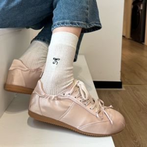Miu Atmosphere Gray Socks for Women Middle Tube Cotton Socks Summer Thin Hollow Ballet Style Bunching Socks with Mary Jane