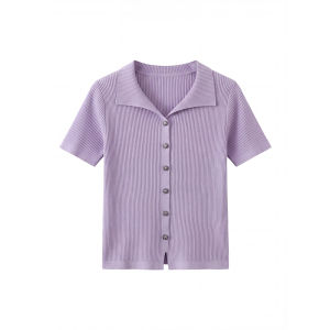 Shalldoer | Commuter Style V-Neck Ribbed T-Shirt Blouse for Plus Size