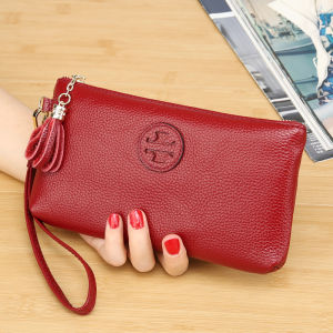 Elegant Simple Leather Clutch Wallet Womens Fashionable Versatile Long Style Minimalist Handbag Trendy Coin Purse