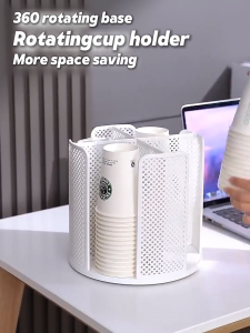360° Rotatable & Compact Coffee Cup Dispenser: A Detachable Desktop Solution