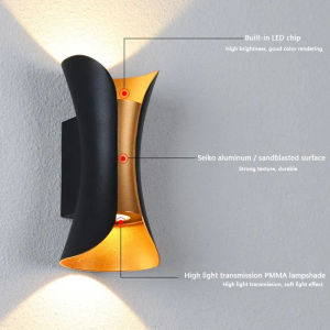 6W10W Led Dalaman Lampu Dinding IP65 Luar Kalis Air Lampu Koridor Bilik Tidur Bilik Tidur Dinding Cahaya Aluminium sconce Lampu Taman  warm white light slender waist Wall Lamp Waterproof  Nordic Vintage Double Head