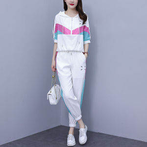 plus Size Summer Casual Fashion Sportswear Set Slimming Meat Covering Two Piece Set for Plump Sister High Waist Long Pants
