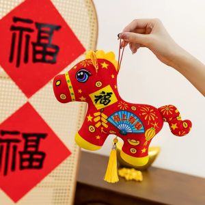 Kawaii Animal Simulation Stuffed Doll Bag Pendant Decoration 13CM Cute Mini Horse Keychian Plush Toy Spring Festival Christmas Party Gift
