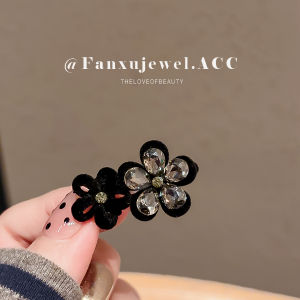 Flocking Rhinestone Flower Hair Clips Women New Sweet Cute Duckbill Hair Edge Clips Precise Hair Cards Bangs Hair Clamp