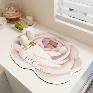 Accessible Luxury Florals Water Draining Pad Kitchen Countertop Hydrophilic Pad Desktop Cutlery Bowl and Plates Placemat Stove Sink Water Insulation Mat