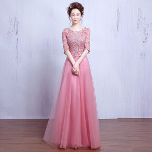 Elegant Long Sleeve Evening Gown Mid-Sleeve Performance Dress Banquet Hostess Competition Chorus Outfit Soft Net Korean Style