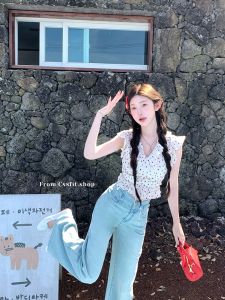 Chil Sung Womens V-neck Shirt Tie-dress Cherry Heart Print Summer Fashion Long Dress Sweet Style Short Sleeve Chinese Made