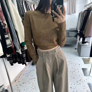 Áo Thun Nữ Tay Dài Ngắn Ôm Vừa Vặn Cổ Tròn Mùa Xuân Thu Màu Đen Tuyền Thời Trang Ngọt Ngào Mát Mẻ