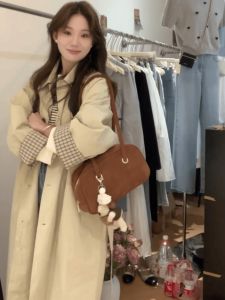 Áo Khoác Dài Vừa Phải Phong Cách Hàn Quốc Cho Nữ Mùa Xuân Thu Mới Cỡ Nhỏ Thường Ngày Cảm Giác Cao Cấp Áo Khoác Dài Hepburn