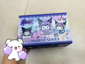 Kuromi Kids Makeup Toy Set Pretend Play Cosmetic Box with Mirror Washable Non-Toxic Gift for Girls