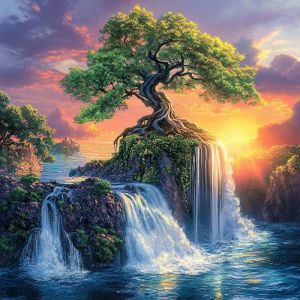 500/1024PCS Jigsaw Puzzle Flowing Waterfall And River Landscape Art For Adults Great Stress Relief Relaxing Brain Teaser Gift