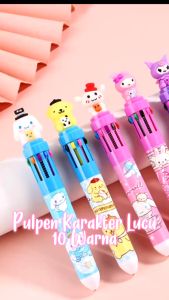 (2 pcs) Pena Gel 10 Warna Karakter Sanrio Kuromi Cinnamoroll Melody / Bulpen Gel Motif Karakter / Pulpen Gel
