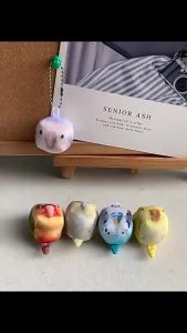 Hot Sale Cute Simulation Parrot Plush Keychain Mini Square Parrot Keyring Soft Gift