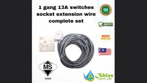 Heavy Duty ( 1gang )13A PVC Switches Socket Extension Wire (Compelete Set)