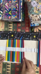 【SG】Color Pencil Roll Up Storage Bag (Bag Only) Stationery Portable Multifunctional Canvas Color Pencil Case Slots Bag