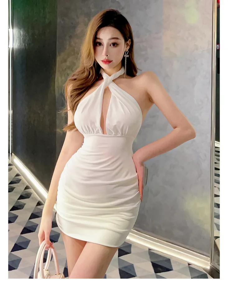 Sexy Chest Wrapping Skinny Mini Dress Women's Hollow Out Backless