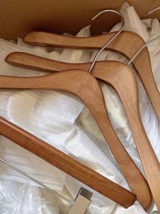 Walnut Wooden Clothes Hangers for Clothing Stores Anti-Slip Real Wood Ladies Coat Hangers Wooden Pants Clips Garment Hangers