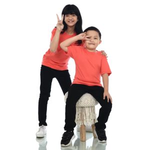 Kaos Polos Anak Oneck Lengan Pendek Bahan Katun Combed 30s Warna Salem