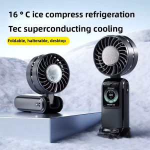 Portable Mini Fan 3600mAh Foldable USB Fans With  Strong Wind Handheld fan 100 Speeds Strong Wind USB Rechargeable Outdoor Fan Digital LED Screen Display Ice-covered refrigeration