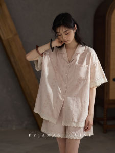 Summer Cool Short Sleeves and Shorts Sleepwear Set with Padded Bra Thin Design for Outdoor Wear