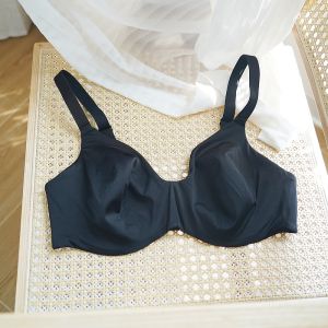 Large Size 85B Milk Silk Thin Bra Underwear Big Cup Invisible Breathable Comfortable Womens Home Clothes Fixed Strap Design