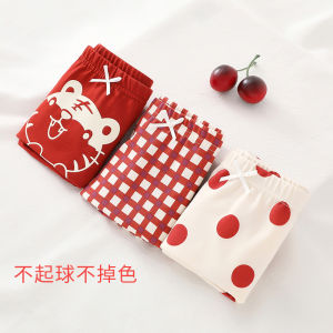 Girls Cotton Underwear Flat Angle Briefs Childrens Shorts Full Cotton Red Large Childrens Baby 12 Years Old Zodiac Dragon