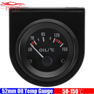 2 52mm 12V Oil Temp Gauge 50-150 Celsius White LED Pointer Oil Temperature Meter With Sensor 1/8NPT Shell for Gasoline Car 12V