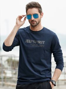 Áo Thun Cotton Dài Tay Dáng Rộng Thoải Mái Mùa Thu JEEP SPIRIT Dành Cho Nam Áo Thun Thường Ngày in Họa Tiết Thời Trang
