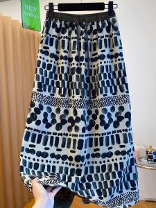 Váy Midi Cotton Lanh in Họa Tiết Cổ Điển Cho Nữ Mùa Hè 2025 Váy Chữ a Dáng Rộng Nhẹ Thon Gọn Thoải Mái Phong Cách Công Sở