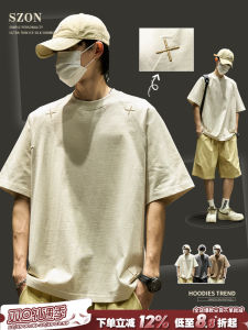 Áo Thun Cotton Nam Mùa Hè Dáng Rộng Tay Ngắn Thêu Họa Tiết Thời Trang Phong Cách Nhật Bản Tay Lửng Thường Ngày Mới Về