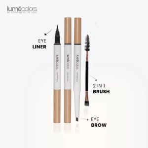 Lumecolors Eyeconic Duo Eye Liner And Brow 2in1 Eyeliner Spidol Cair Eyebrow Pencil Krayon Pensil Alis Gratis Kuas Spoolie Tahan Lama Waterproof Tahan Air