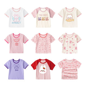 cat and fish | Summer Kids Cotton T-shirt Short Sleeve