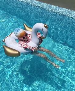 Swimbobo Flamingo Pool Float for Kids – Anti-Flip Inflatable Swim Ring Thickened Underarm Water Toy Ages 3+