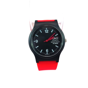 Q&Q (VP46J025Y) Black Case Red Strap Sport Resin Watch