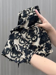 Summer 2024 Womens Casual Thin Nine-Piece Harlan Pants High Waist Trousers with Pockets Versatile Loose Fit Floral Print