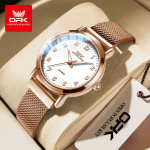OPK resmi autentik jam tangan cewek aesthetic korea dewasa 2025 elegan bercahaya anti air jam tangan kuarsa tali jam baja tahan karat